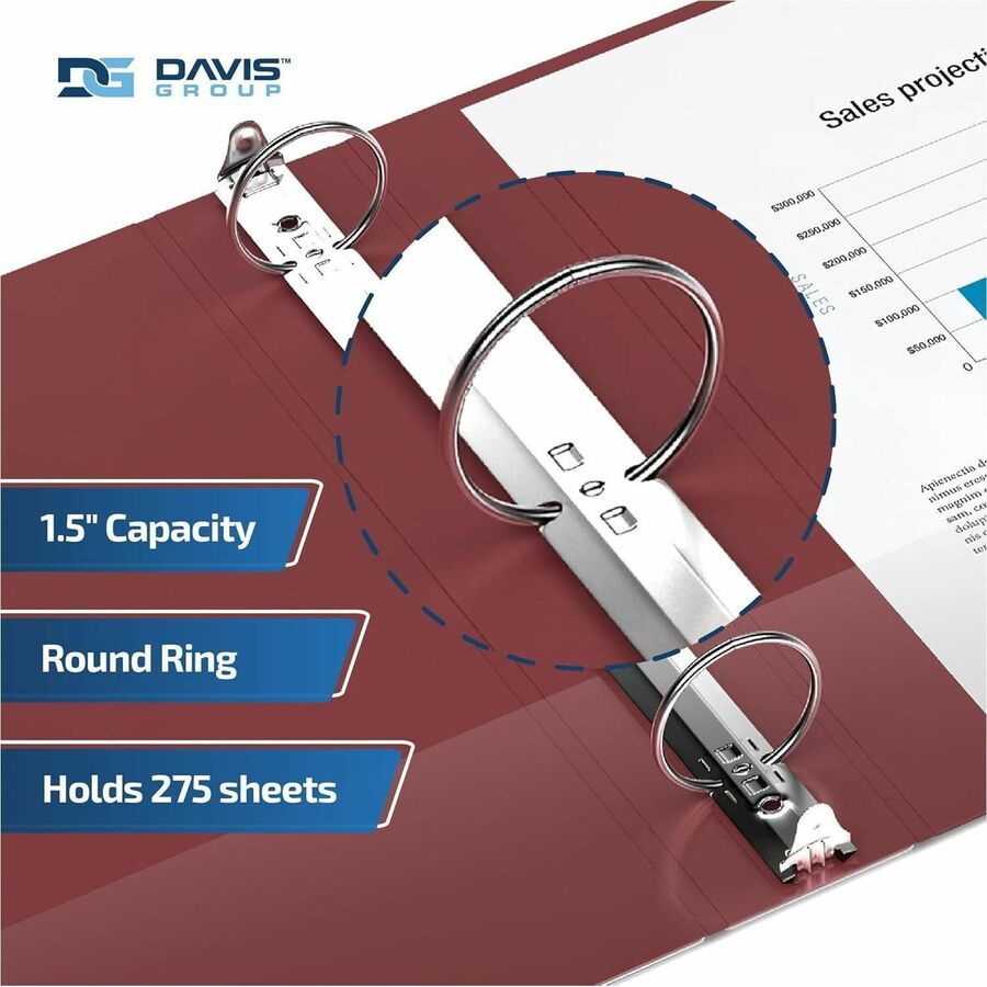 Davis Group Premium Economy, Round Ring, Binder, (Burgundy, 1.5") - 231208