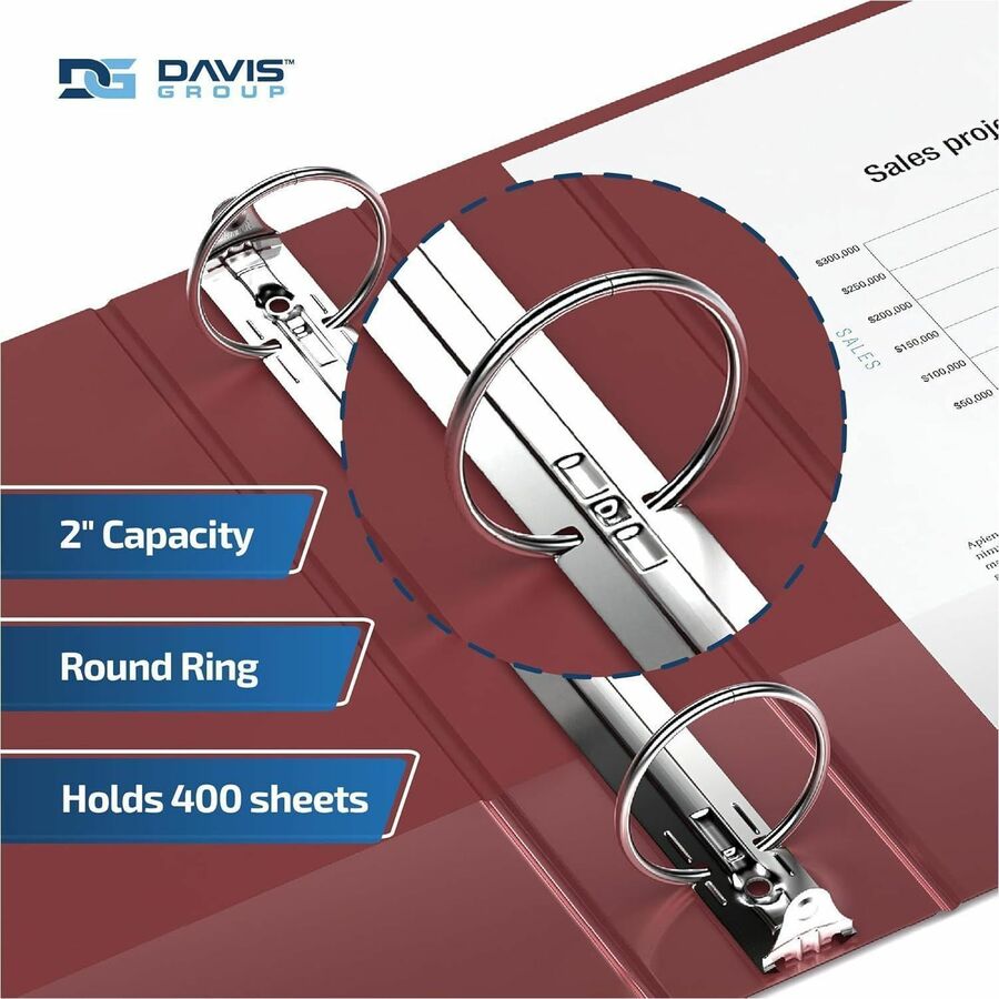 Davis Group Premium Economy, Round Ring, Binder, (Burgundy, 2") - 231308