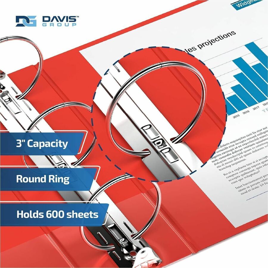 Davis Group Premium Economy, Round Ring, Binder, (Red, 3") - 231403