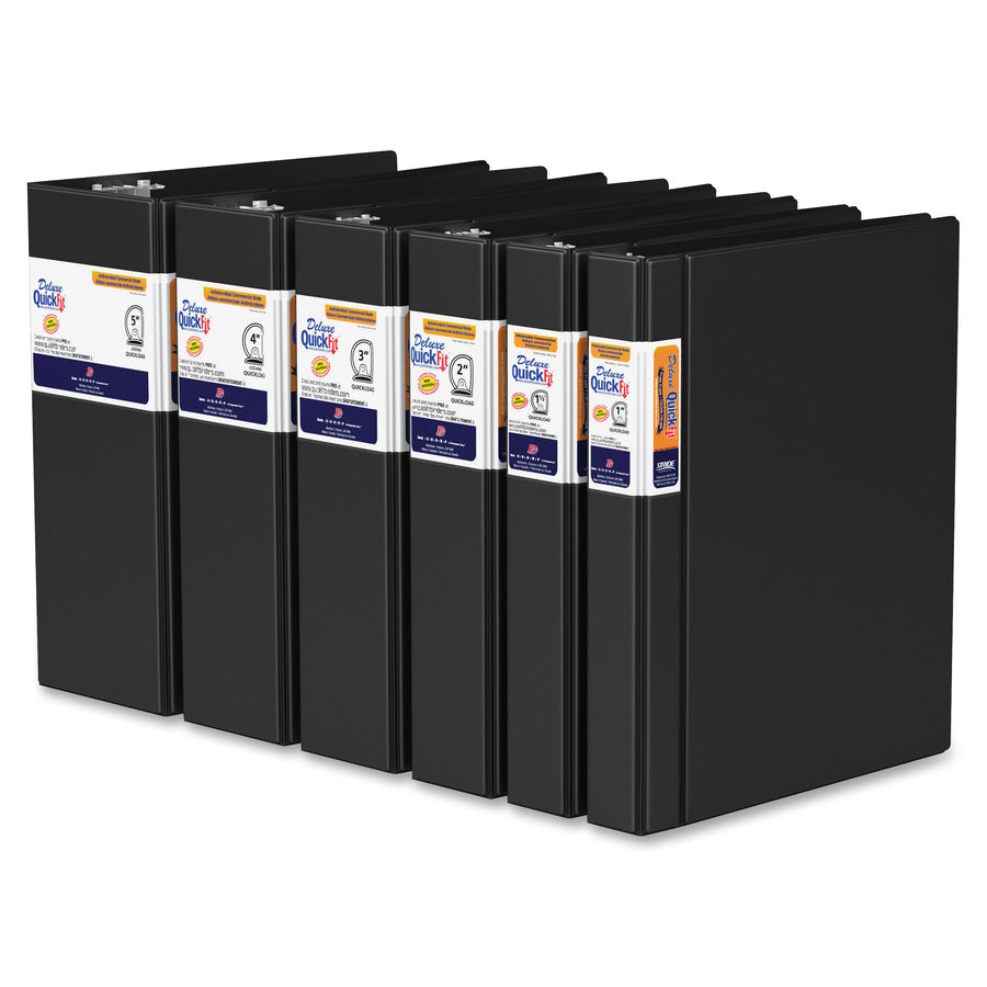 QuickFit Heavy-Duty Commercial Binder, 3-Ring D-Ring Binder, Black, 1 Inch - 29011