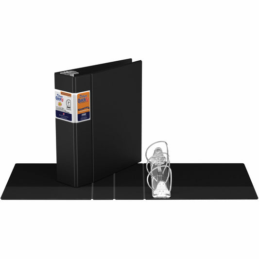 QuickFit Heavy-Duty Commercial Binder, 3-Ring D-Ring Binder, Black, 3 Inch