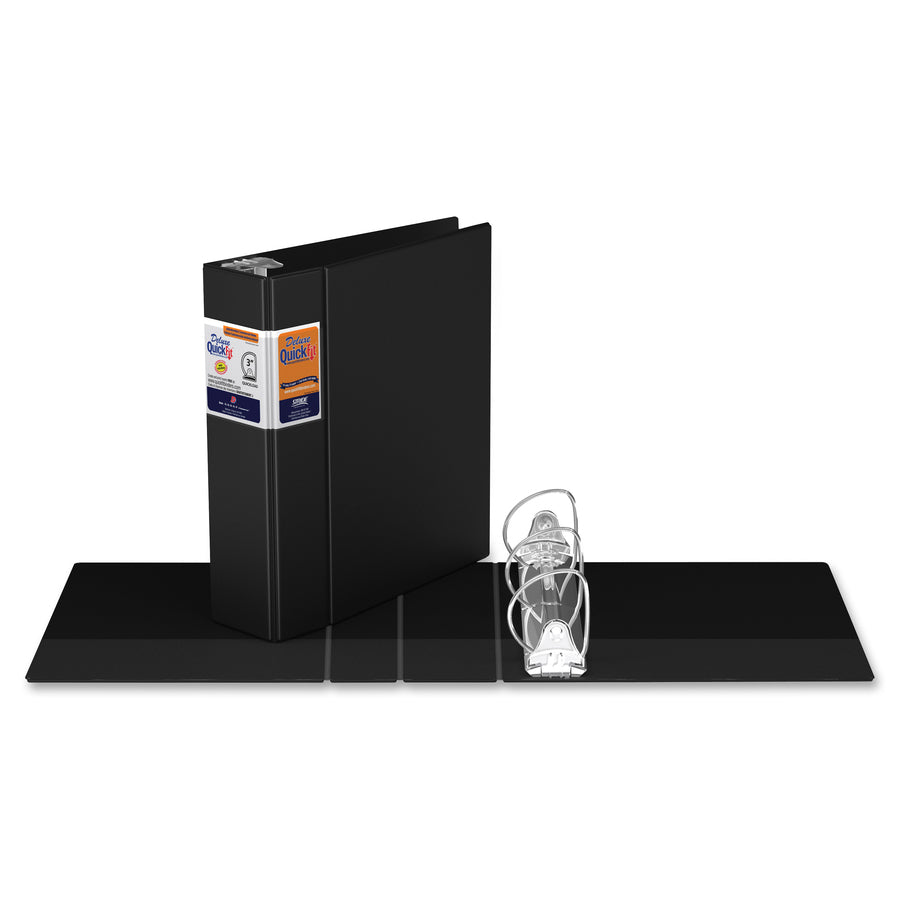 QuickFit Heavy-Duty Commercial Binder, 3-Ring D-Ring Binder, Black, 3 Inch - 29051