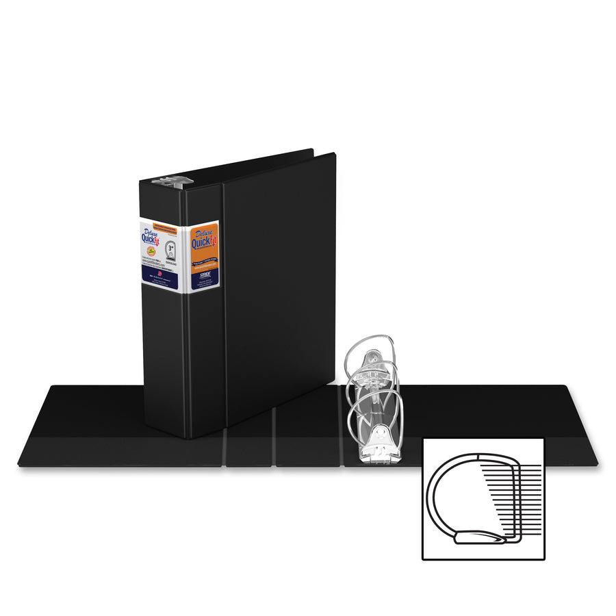 QuickFit Heavy-Duty Commercial Binder, 3-Ring D-Ring Binder, Black, 3 Inch - 29051