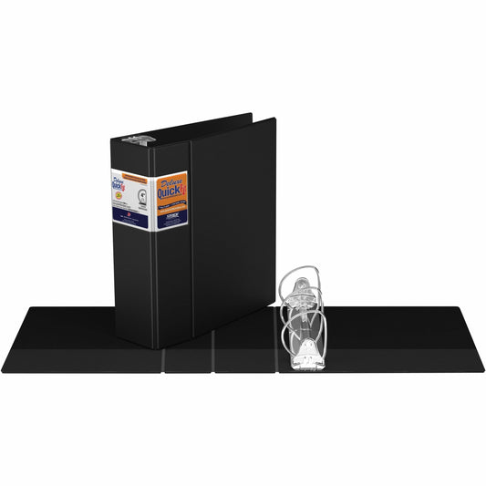 QuickFit Heavy-Duty Commercial Binder, 3-Ring D-Ring Binder, Black, 4 Inch