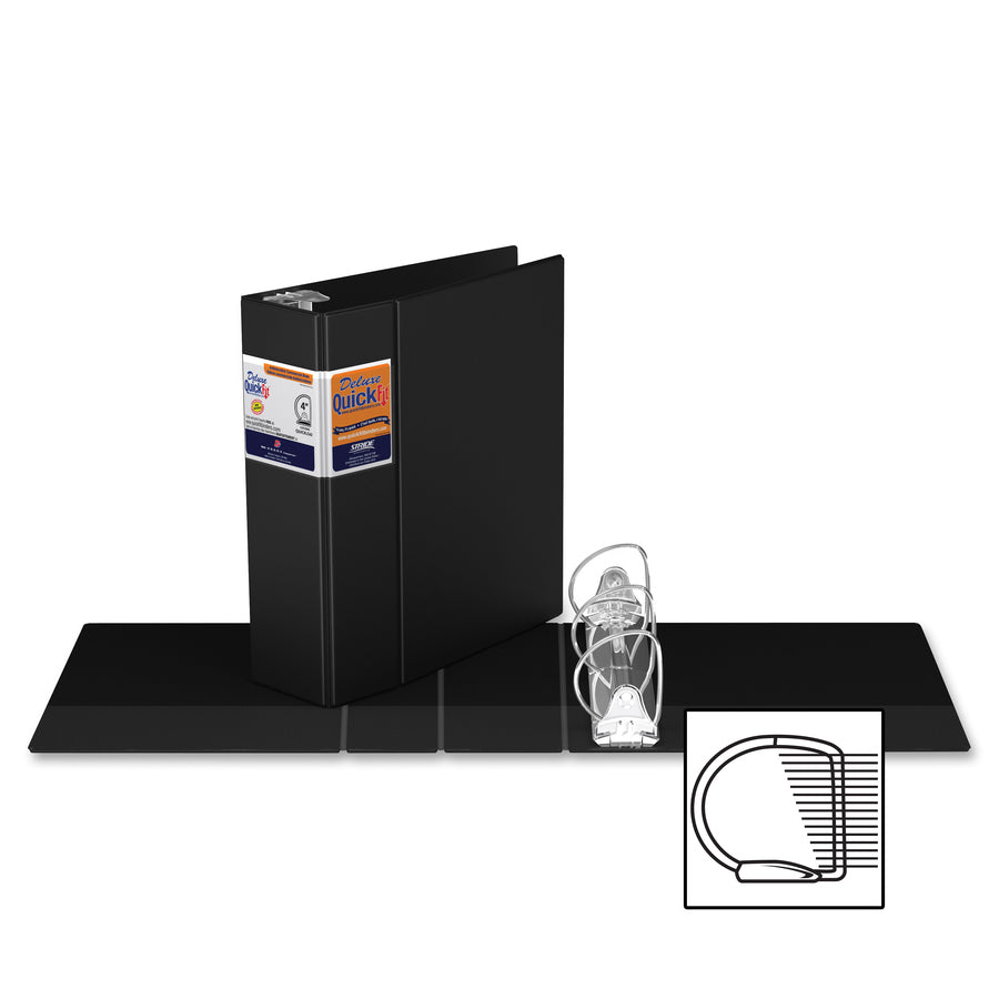 QuickFit Heavy-Duty Commercial Binder, 3-Ring D-Ring Binder, Black, 4 Inch - 29061