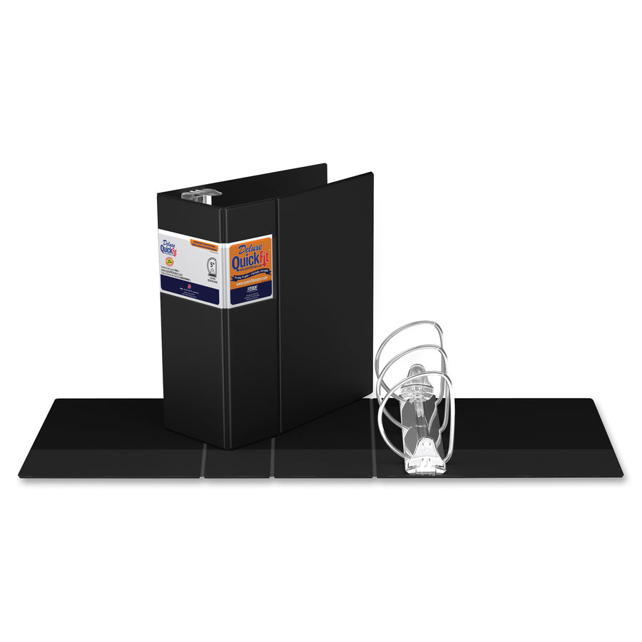 QuickFit Heavy-Duty Commercial Binder, 3-Ring D-Ring Binder, Black, 5 Inch - 29071