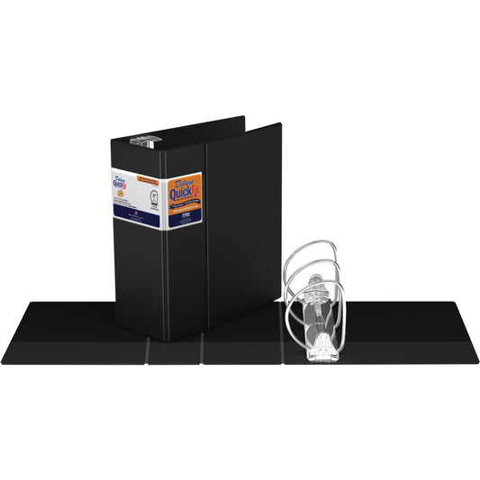 QuickFit Heavy-Duty Commercial Binder, 3-Ring D-Ring Binder, Black, 5 Inch