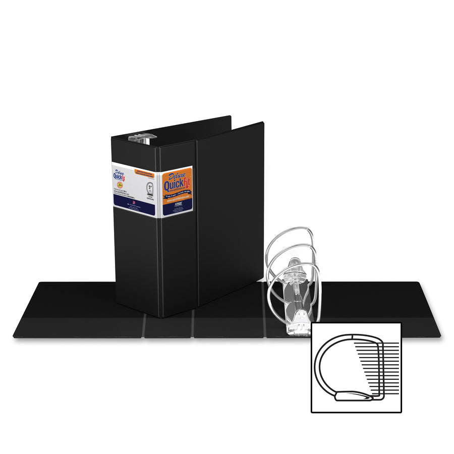QuickFit Heavy-Duty Commercial Binder, 3-Ring D-Ring Binder, Black, 5 Inch - 29071