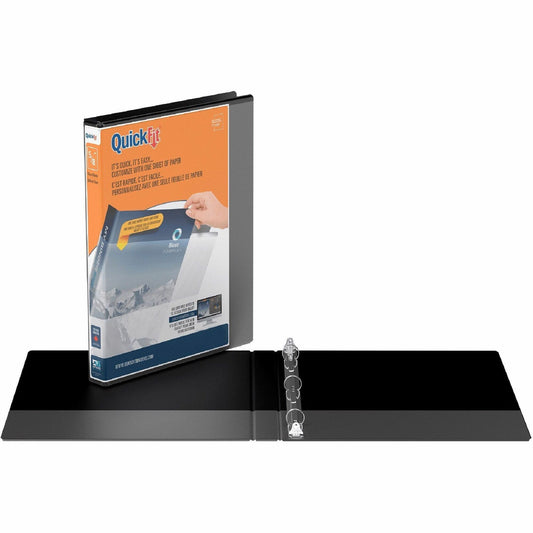 QuickFit Clear-View Binder, 3-Ring Binder, Round Ring, 5/8 Inch, Black