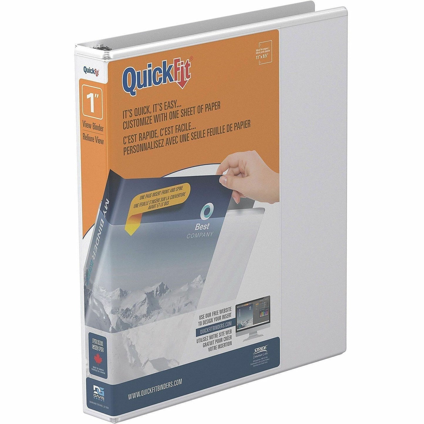 QuickFit View Binder, 3-Ring Binder, Angle D Ring, 1 Inch, White