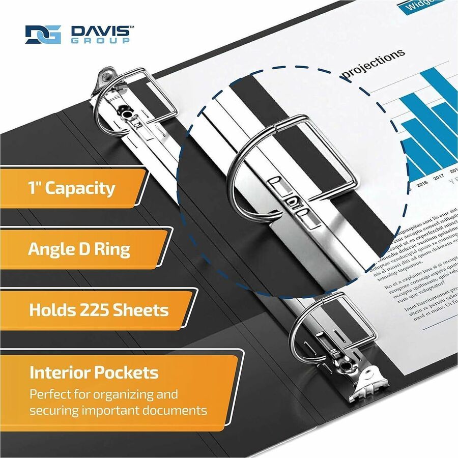 QuickFit View Binder, 3-Ring Binder, Angle D Ring, 1 Inch, Black - 870101