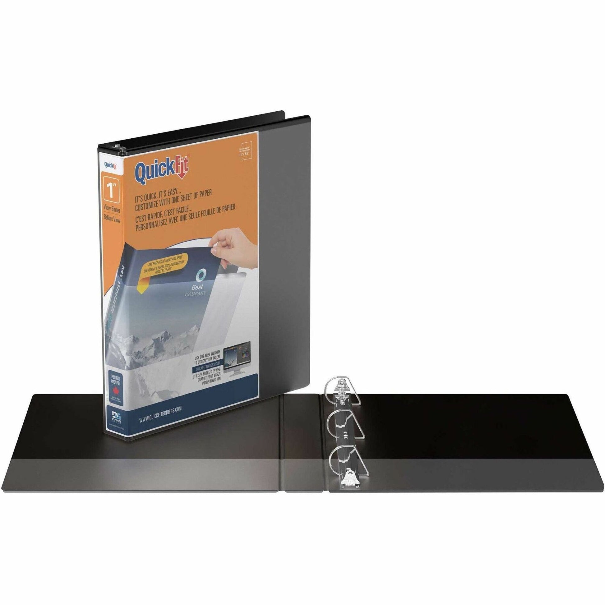 QuickFit View Binder, 3-Ring Binder, Angle D Ring, 1 Inch, Black
