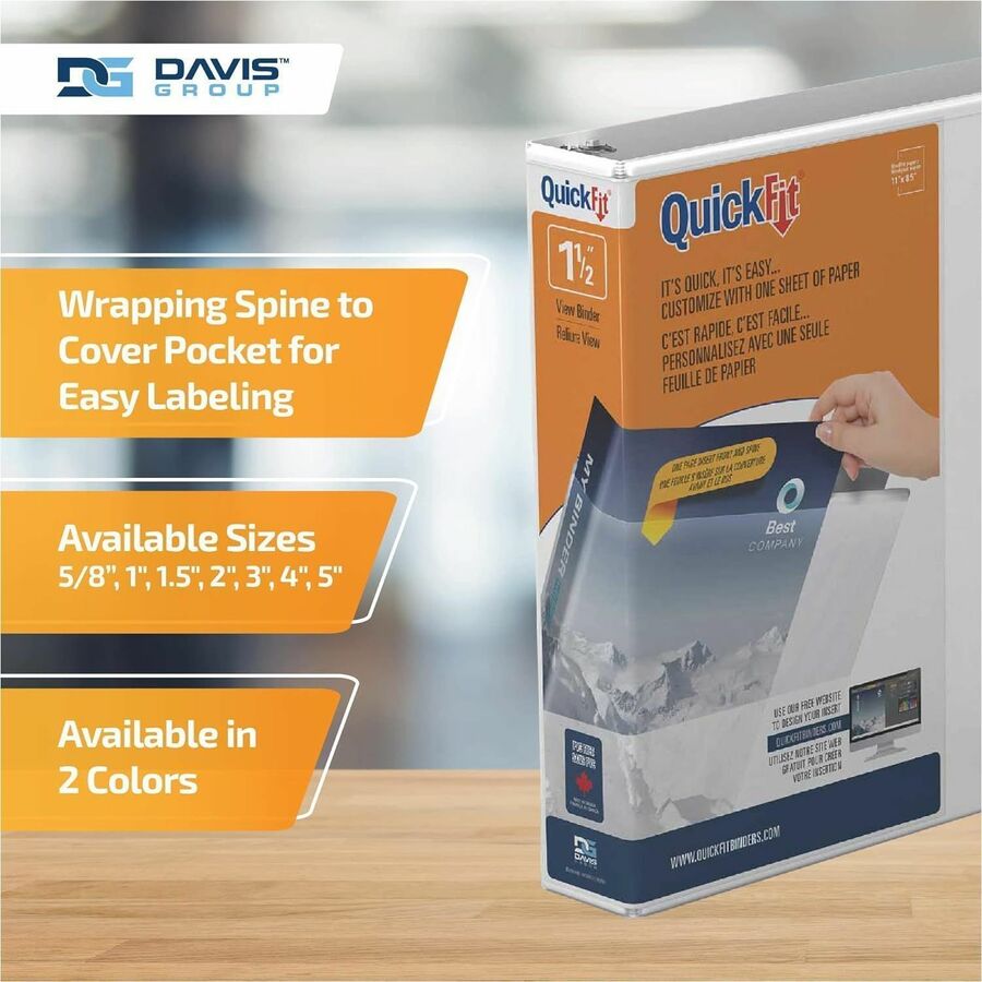 QuickFit View Binder, 3-Ring Binder, Angle D Ring, 1.5 Inch, White - 870200