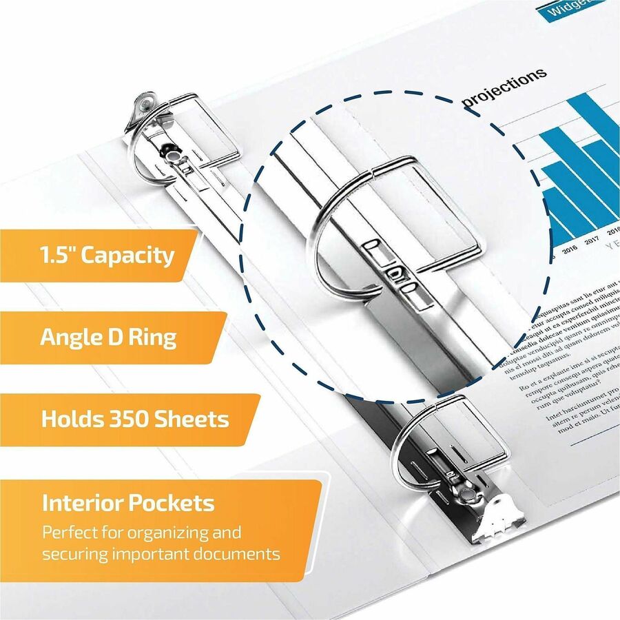 QuickFit View Binder, 3-Ring Binder, Angle D Ring, 1.5 Inch, White - 870200