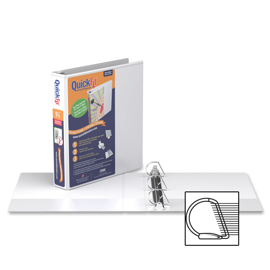 QuickFit View Binder, 3-Ring Binder, Angle D Ring, 1.5 Inch, White - 870200