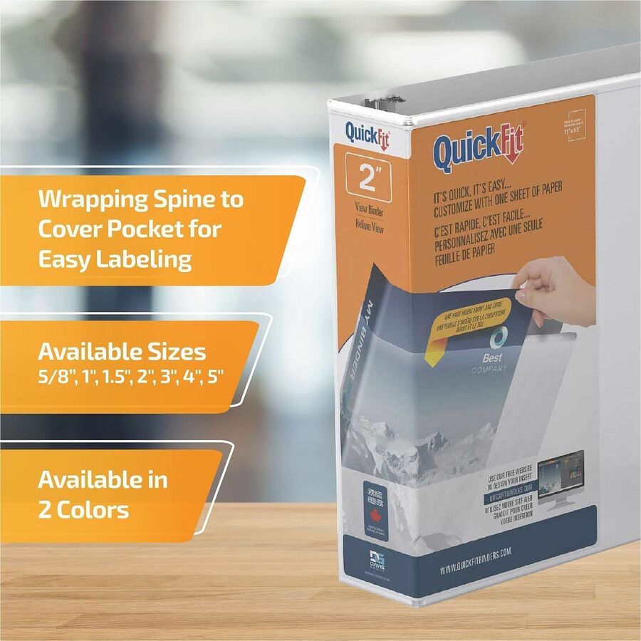 QuickFit View Binder, 3-Ring Binder, Angle D Ring, 2 Inch, White - 870300