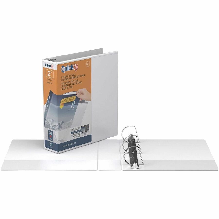 QuickFit View Binder, 3-Ring Binder, Angle D Ring, 2 Inch, White - 870300