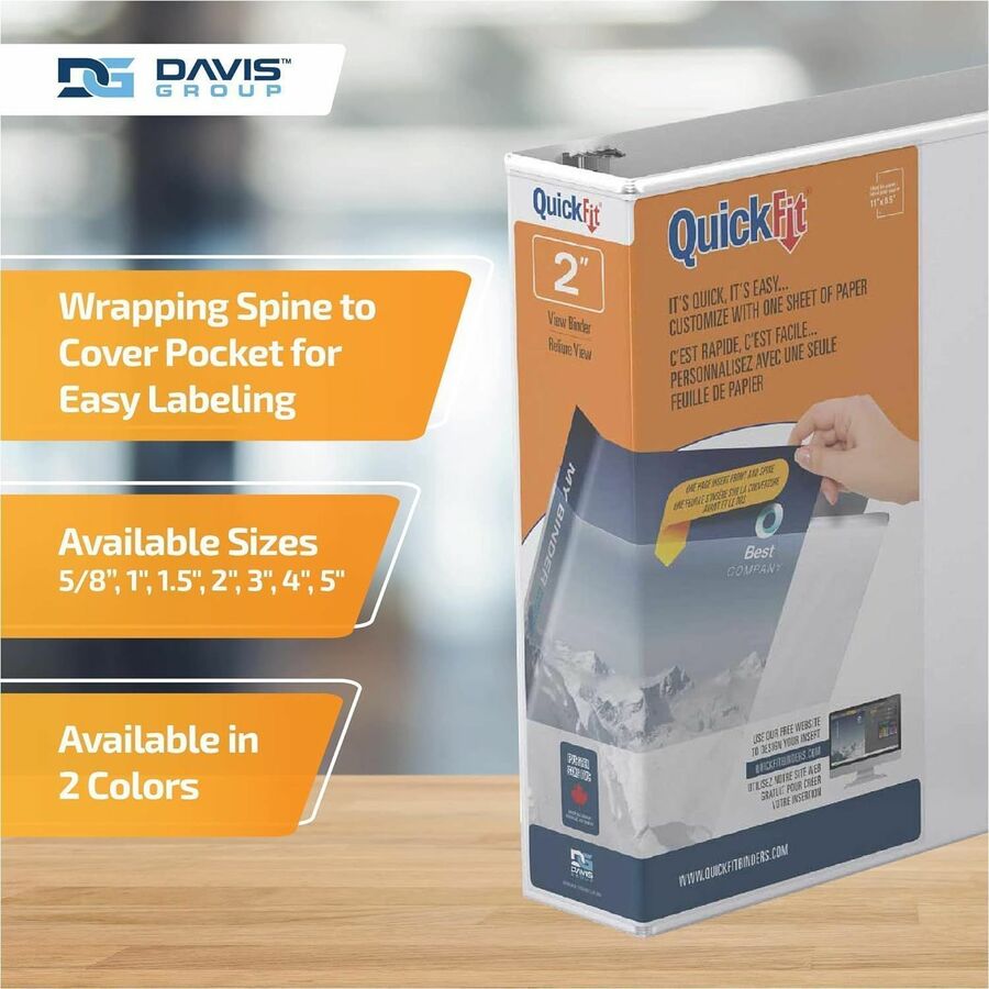QuickFit View Binder, 3-Ring Binder, Angle D Ring, 2 Inch, White - 870300