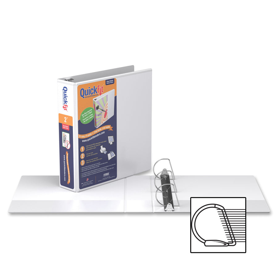 QuickFit View Binder, 3-Ring Binder, Angle D Ring, 2 Inch, White - 870300