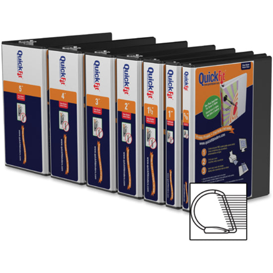 QuickFit View Binder, 3-Ring Binder, Angle D Ring, 2 Inch, Black - 870301