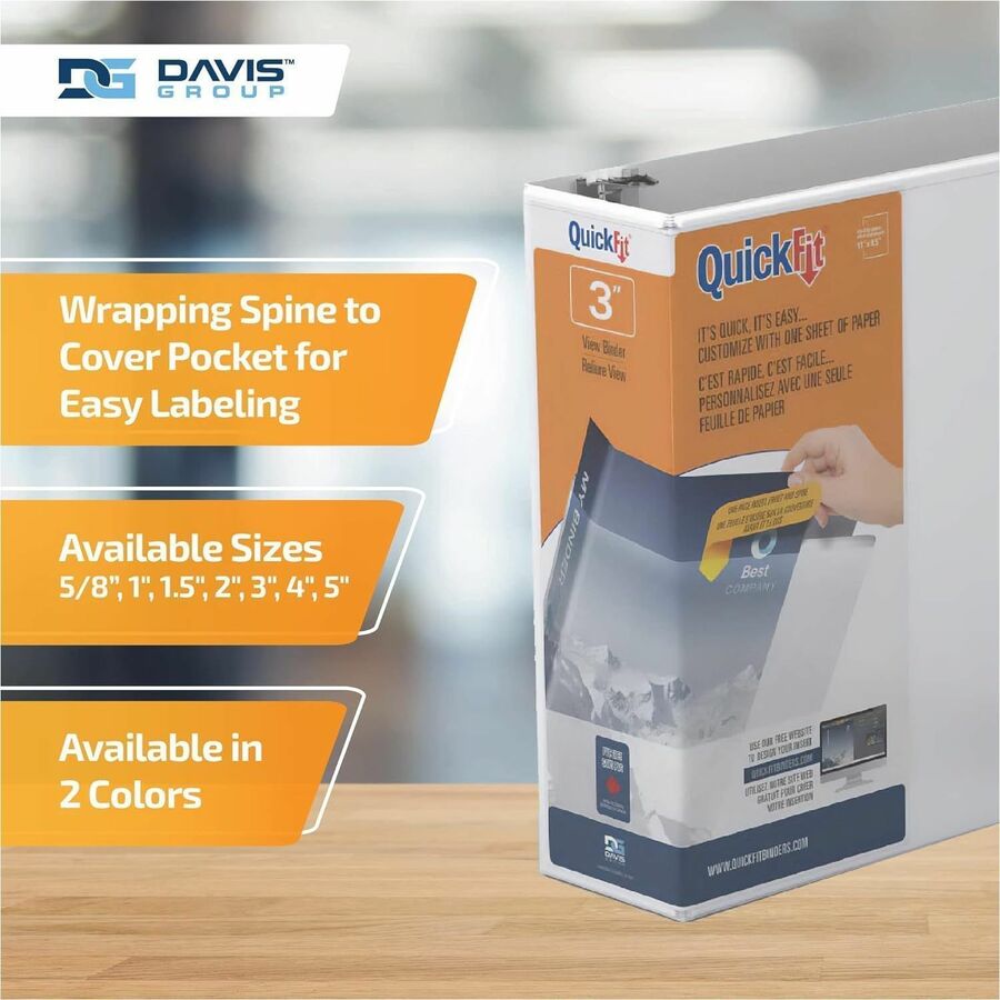 QuickFit View Binder, 3-Ring Binder, Angle D Ring, 3 Inch, White - 870500