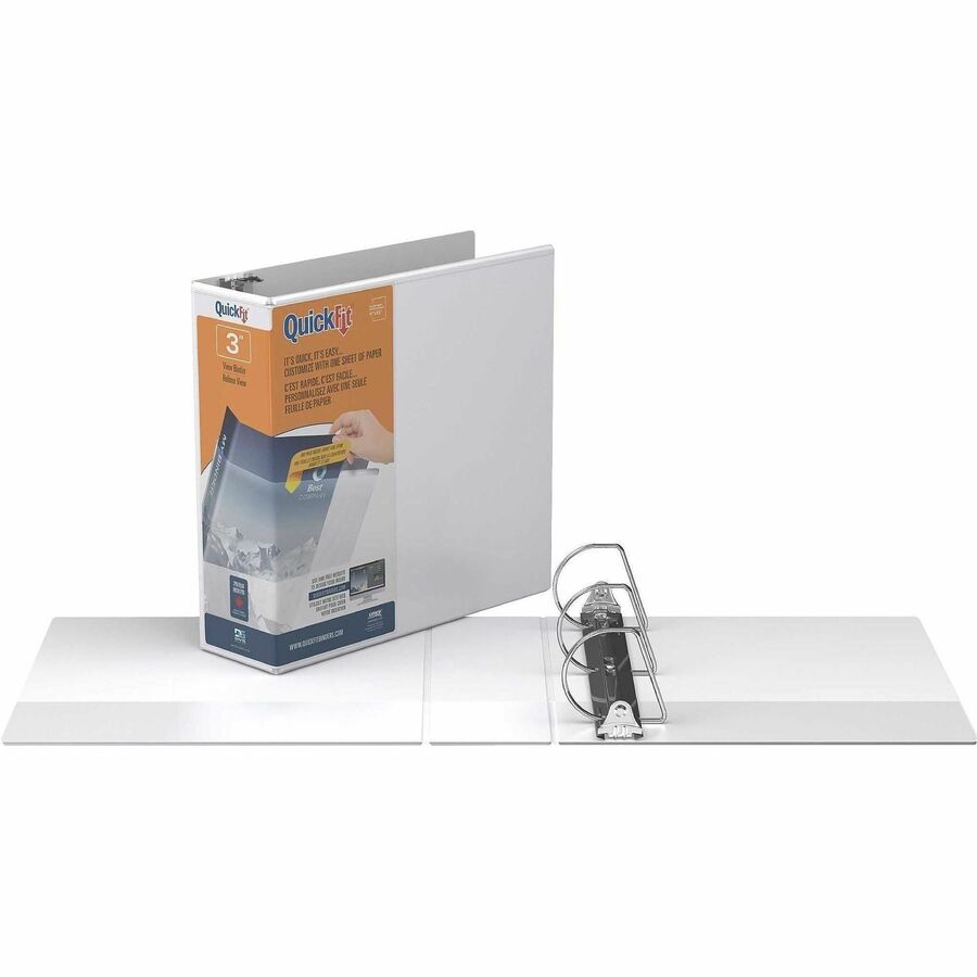 QuickFit View Binder, 3-Ring Binder, Angle D Ring, 3 Inch, White - 870500