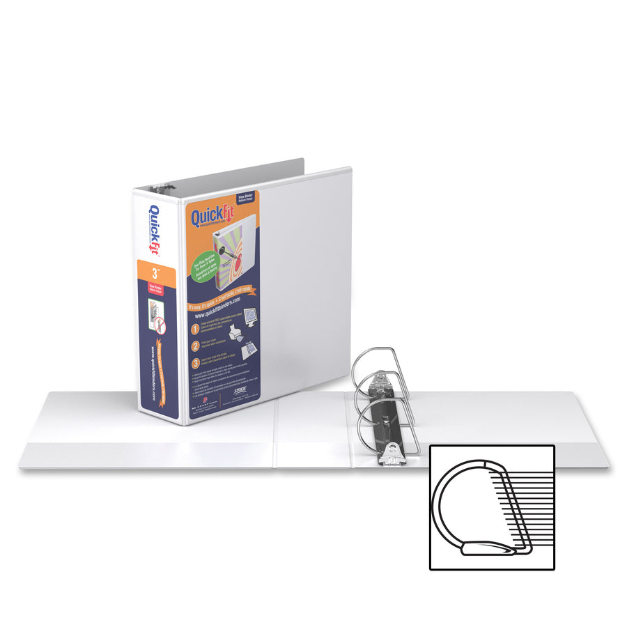QuickFit View Binder, 3-Ring Binder, Angle D Ring, 3 Inch, White - 870500