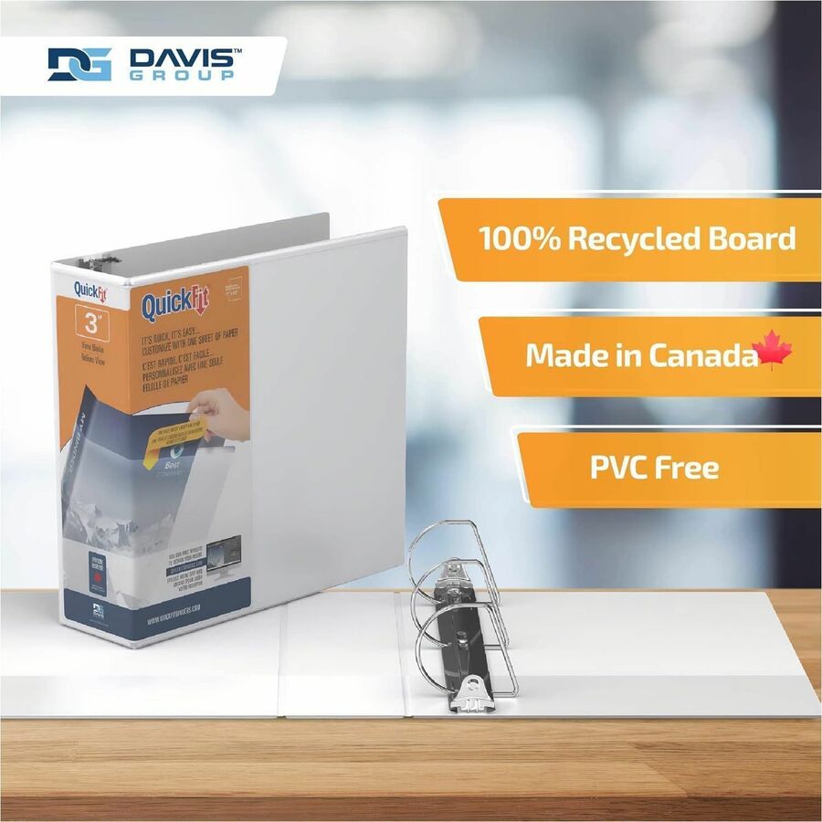 QuickFit View Binder, 3-Ring Binder, Angle D Ring, 3 Inch, White - 870500