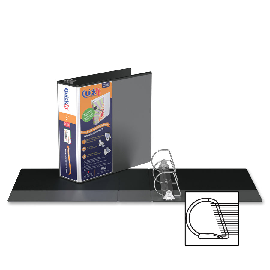 QuickFit View Binder, 3-Ring Binder, Angle D Ring, 3 Inch, Black - 870501