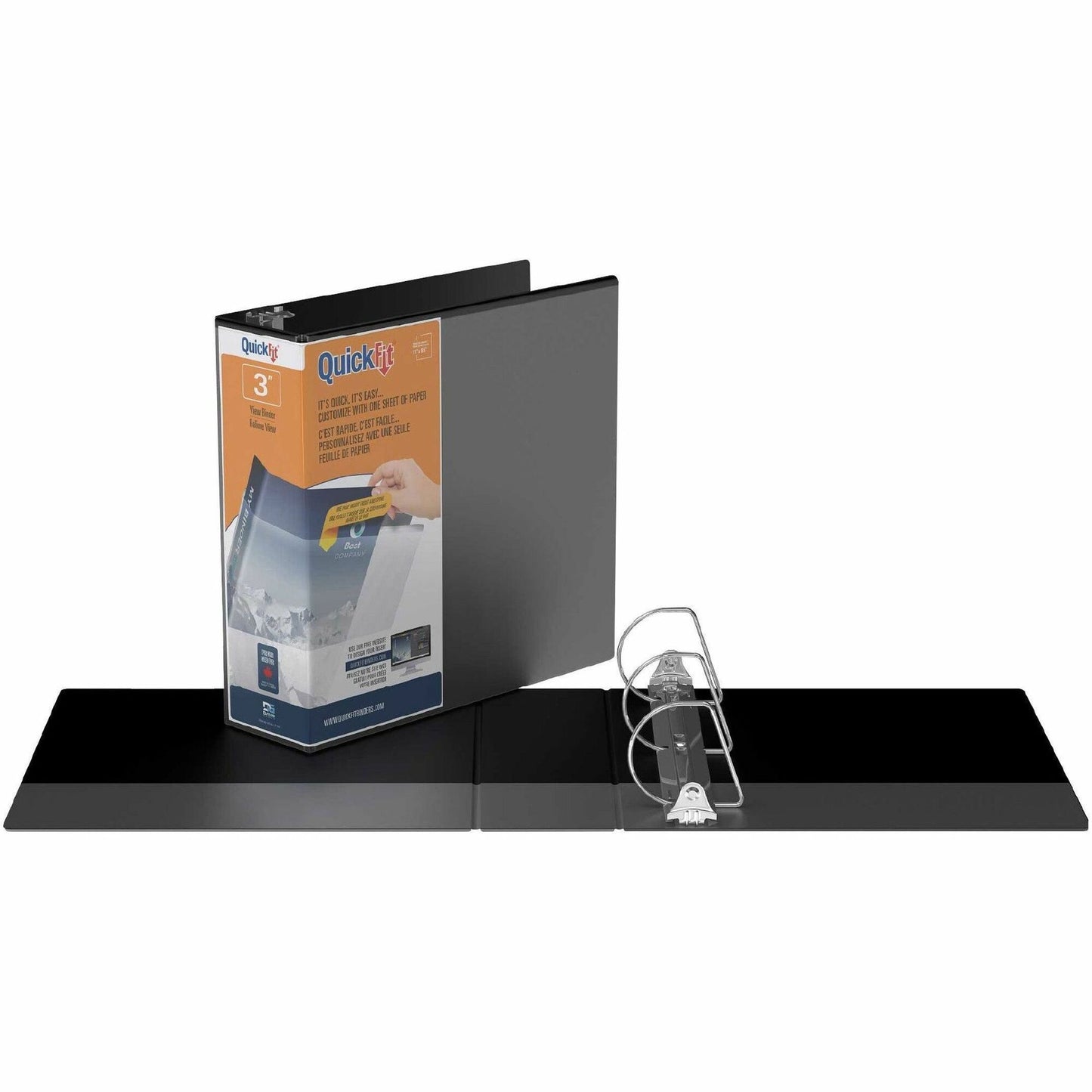 QuickFit View Binder, 3-Ring Binder, Angle D Ring, 3 Inch, Black