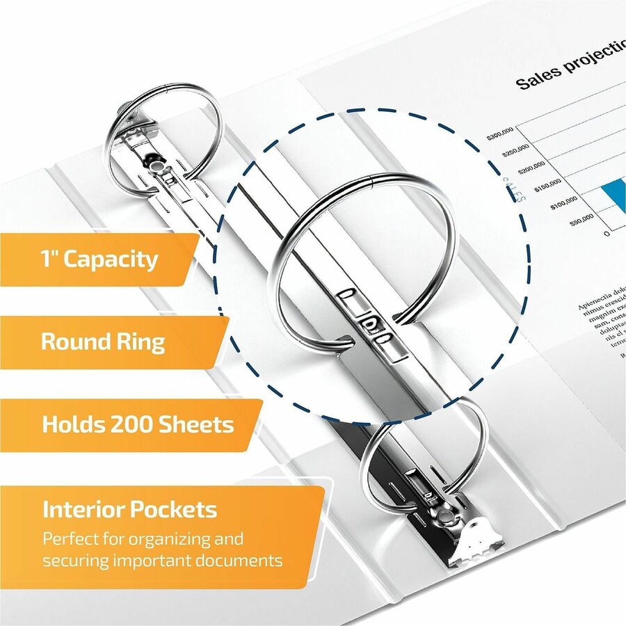 QuickFit Clear-View Binder, 3-Ring Binder, Round Ring, 1 Inch, White - 871100