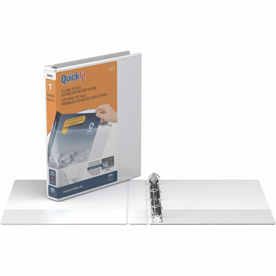 QuickFit Clear-View Binder, 3-Ring Binder, Round Ring, 1 Inch, White - 871100