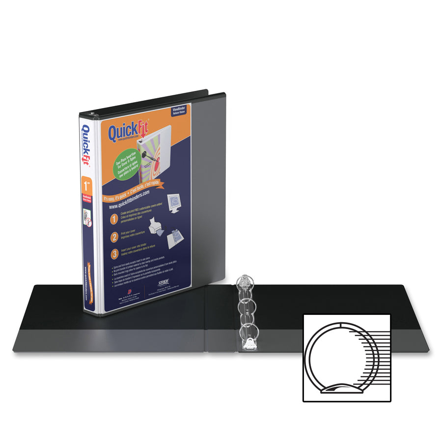 QuickFit Clear-View Binder, 3-Ring Binder, Round Ring, 1 Inch, Black - 871101