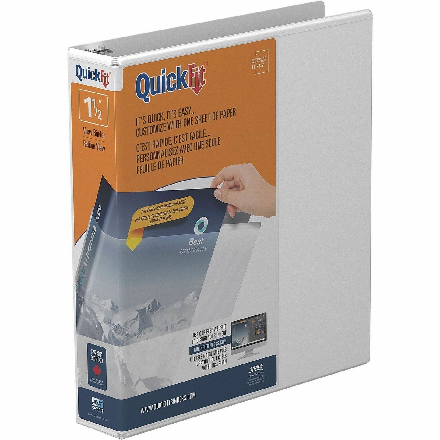 QuickFit Clear-View Binder, 3-Ring Binder, Round Ring, 1.5 Inch, White
