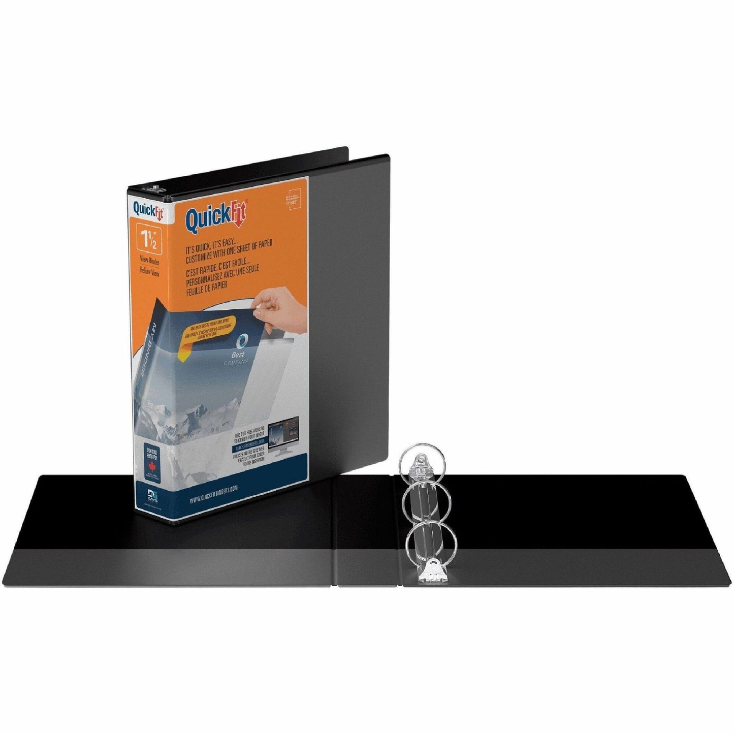 QuickFit Clear-View Binder, 3-Ring Binder, Round Ring, 1.5 Inch, Black