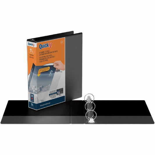 QuickFit Clear-View Binder, 3-Ring Binder, Round Ring, 1.5 Inch, Black