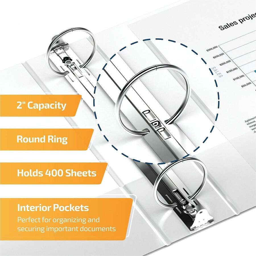 QuickFit Clear-View Binder, 3-Ring Binder, Round Ring, 2 Inch, White - 871300