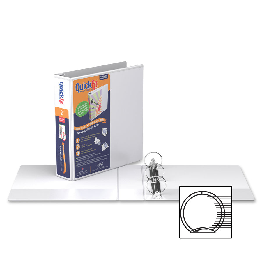 QuickFit Clear-View Binder, 3-Ring Binder, Round Ring, 2 Inch, White - 871300