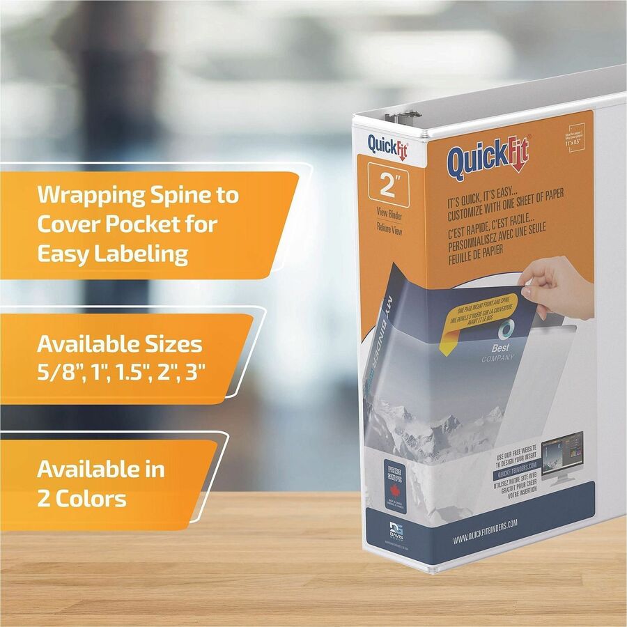 QuickFit Clear-View Binder, 3-Ring Binder, Round Ring, 2 Inch, White - 871300