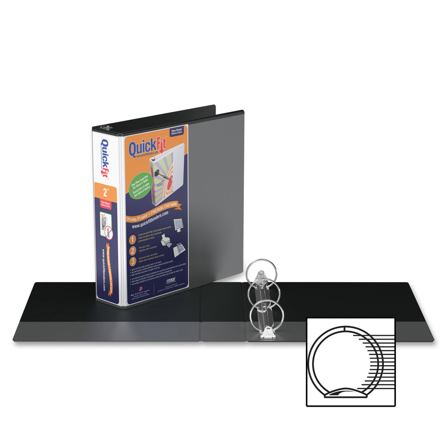 QuickFit Clear-View Binder, 3-Ring Binder, Round Ring, 2 Inch, Black - 871301