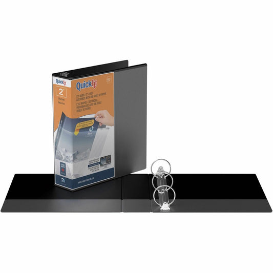 QuickFit Clear-View Binder, 3-Ring Binder, Round Ring, 2 Inch, Black
