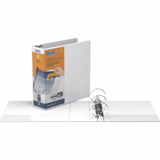 QuickFit Clear-View Binder, 3-Ring Binder, Round Ring, 3 Inch, White