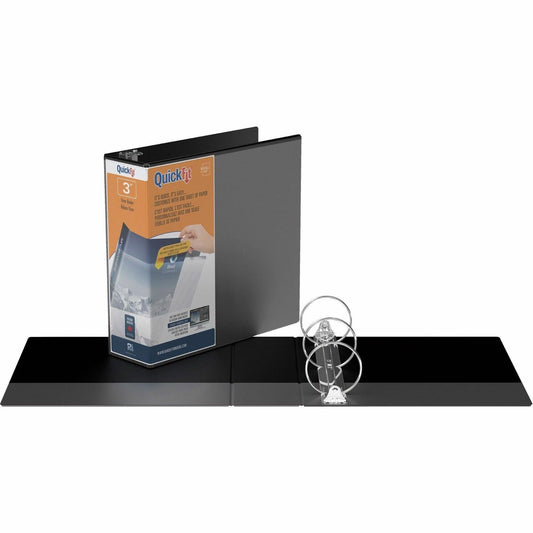 QuickFit Clear-View Binder, 3-Ring Binder, Round Ring, 3 Inch, Black