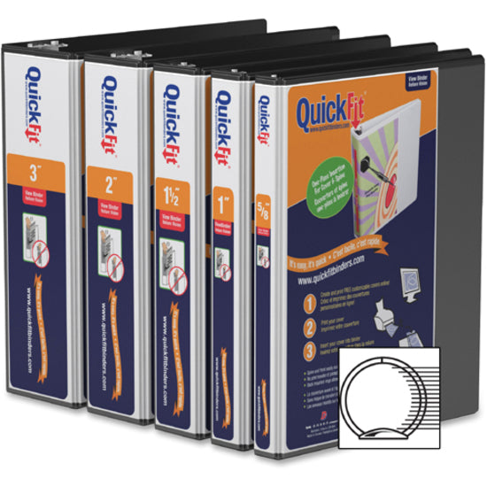 QuickFit Clear-View Binder, 3-Ring Binder, Round Ring, 3 Inch, Black - 871401