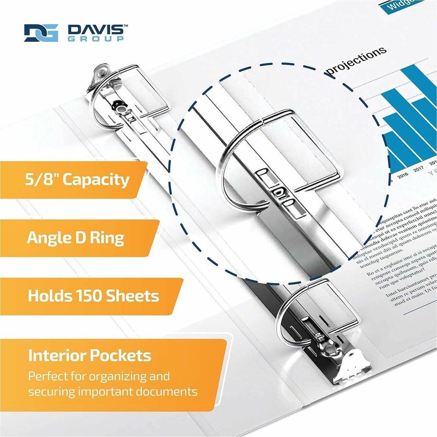 QuickFit View Binder, 3-Ring Binder, Angle D Ring, 5/8 Inch, White - 87A000