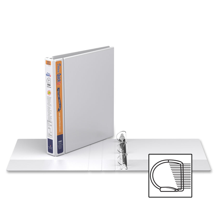 QuickFit Heavy-Duty View Binder, 3-Ring D-Ring Binder, White, 1 Inch - 89010
