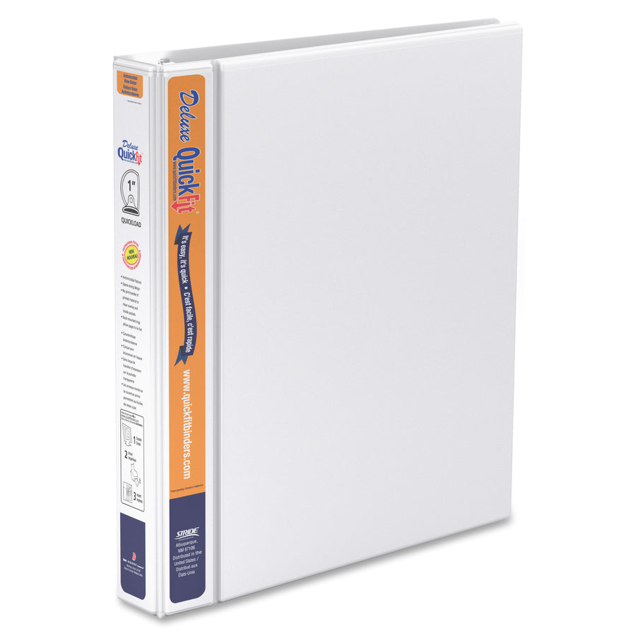 QuickFit Heavy-Duty View Binder, 3-Ring D-Ring Binder, White, 1 Inch - 89010