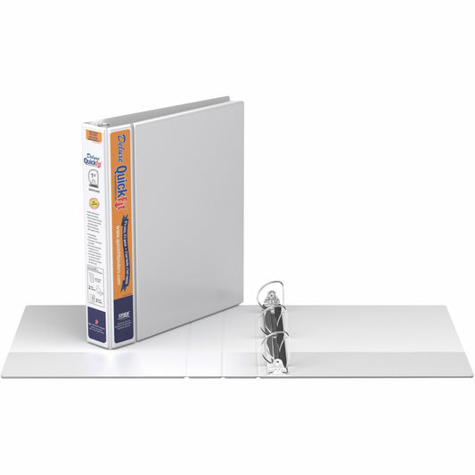 QuickFit Heavy-Duty View Binder, 3-Ring D-Ring Binder, White, 1.5 Inch