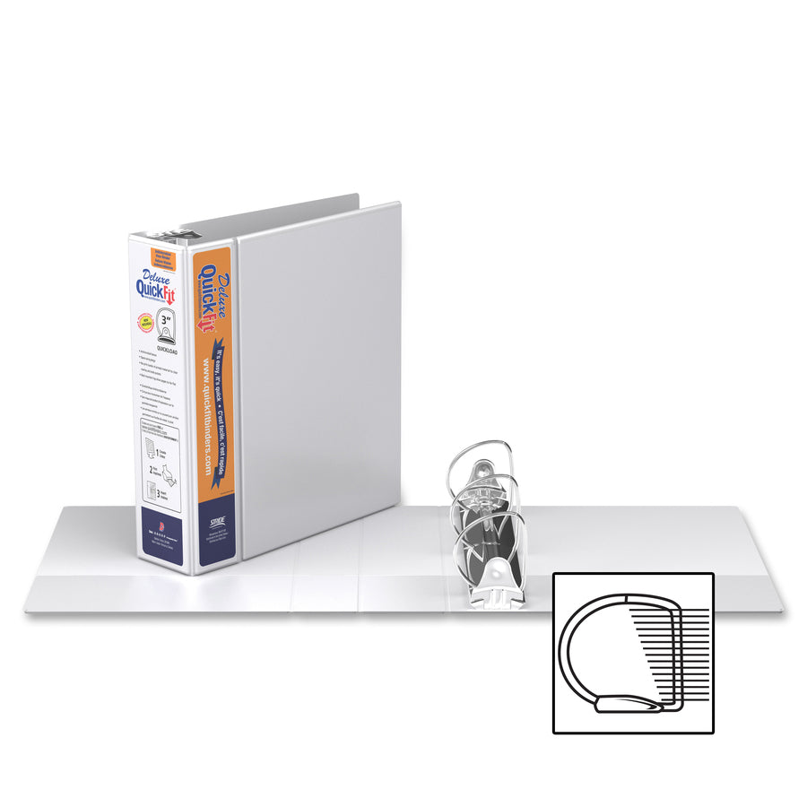 QuickFit Heavy-Duty View Binder, 3-Ring D-Ring Binder, White, 3 Inch - 89050