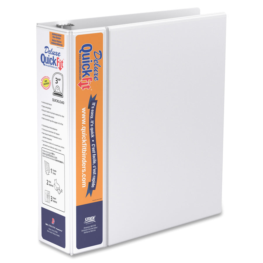 QuickFit Heavy-Duty View Binder, 3-Ring D-Ring Binder, White, 3 Inch - 89050